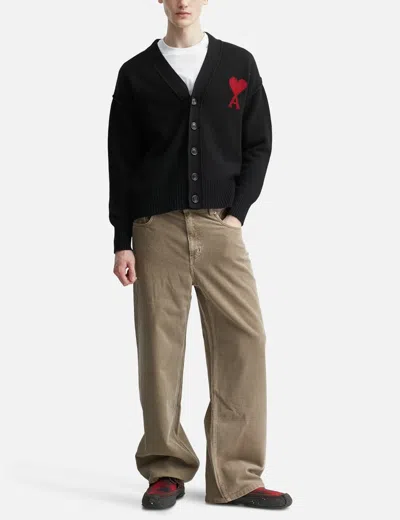 Ami Alexandre Mattiussi Wool Ami De Coeur Cardigan In Black