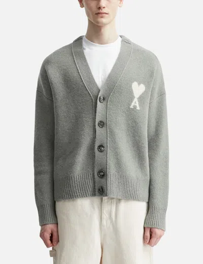 Ami Alexandre Mattiussi Alpaca Ami De Coeur Cardigan In Gray