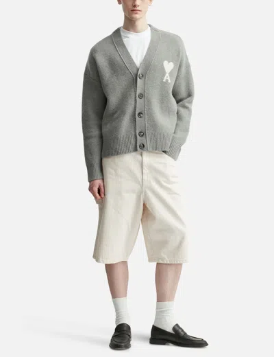 Ami Alexandre Mattiussi Alpaca Ami De Coeur Cardigan In Gray