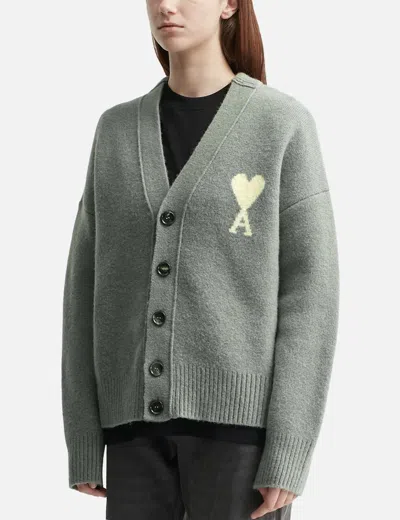 Ami Alexandre Mattiussi Alpaca Ami De Coeur Cardigan In Gray
