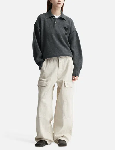 Ami Alexandre Mattiussi Ami De Coeur Polo In Gray