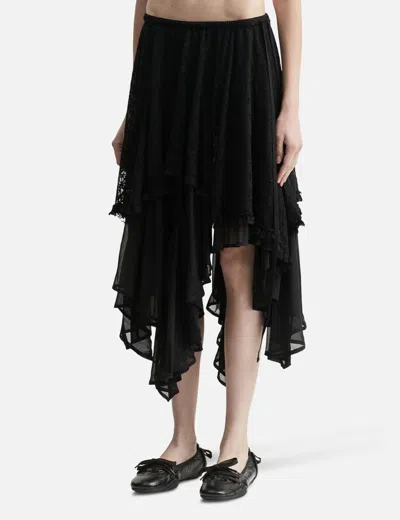 Glowny Boho Lace Long Skirt In Black