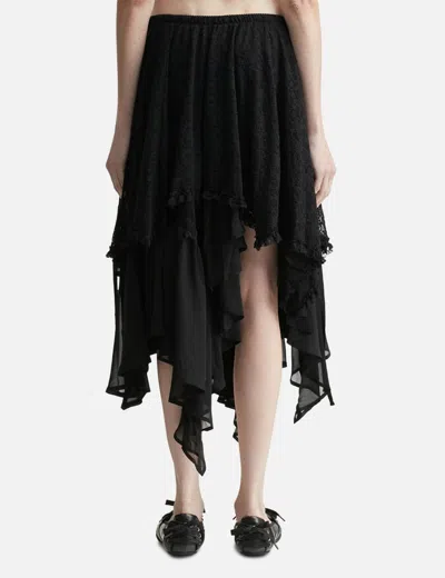 Glowny Boho Lace Long Skirt In Black