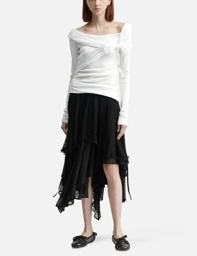 Glowny Boho Lace Long Skirt In Black