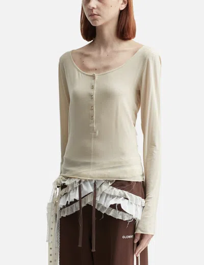 Glowny Fade Button Long Sleeve In Neutral