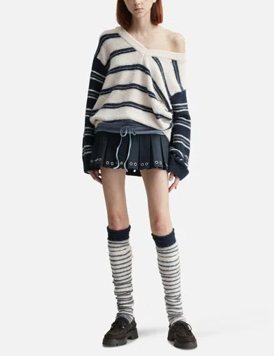 Glowny Daze Pleated Mini Skirt In Blue