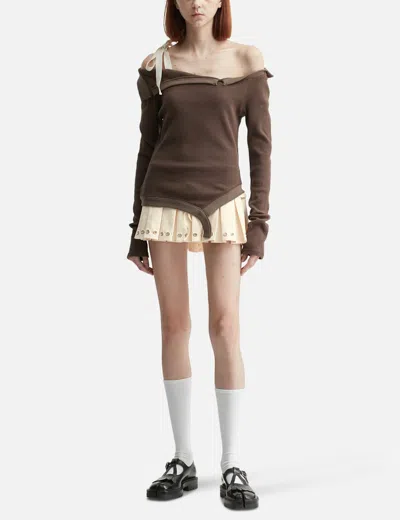 Glowny Daze Pleated Mini Skirt In Neutral