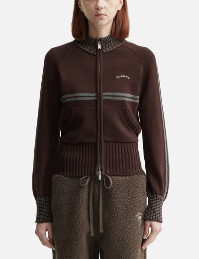 Glowny Motion Knit Zip Up In Brown