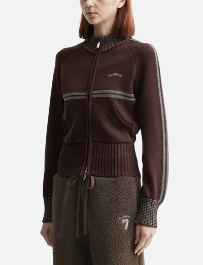 Glowny Motion Knit Zip Up In Brown