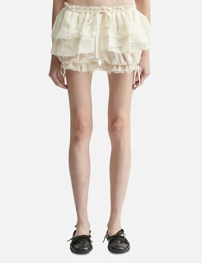 Glowny Scalloped Lace Mini Skort In Neutral