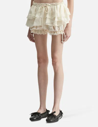Glowny Scalloped Lace Mini Skort In Neutral