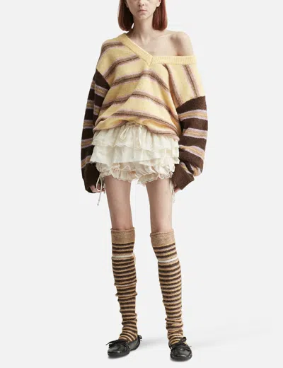 Glowny Scalloped Lace Mini Skort In Neutral