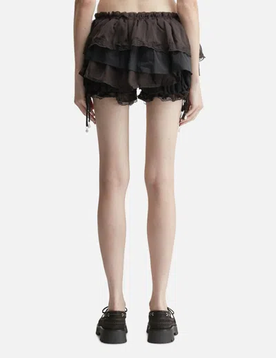 Glowny Scalloped Lace Mini Skort In Brown