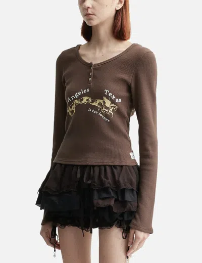 Glowny Texas Waffle Long Sleeve In Brown