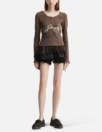 Glowny Texas Waffle Long Sleeve In Brown