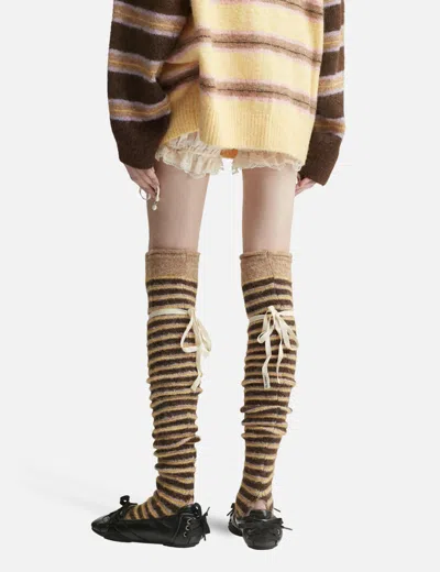 Glowny Sundae Stripe Knit Warmer In Brown