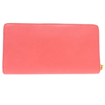 Pre-owned Balenciaga Salmon Pink Leather Long Wallet (bi-fold) ()