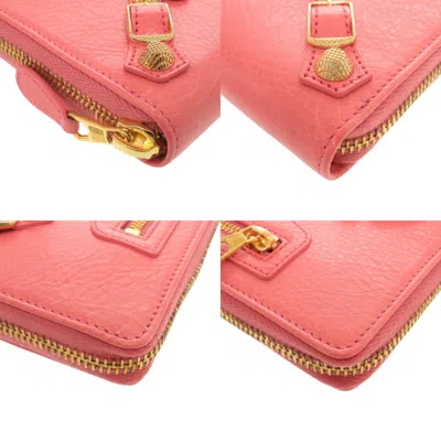 Pre-owned Balenciaga Salmon Pink Leather Long Wallet (bi-fold) ()
