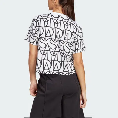 Adidas Originals (wmns) Adidas Allover Graphic Boyfriend Tee 'white Black'