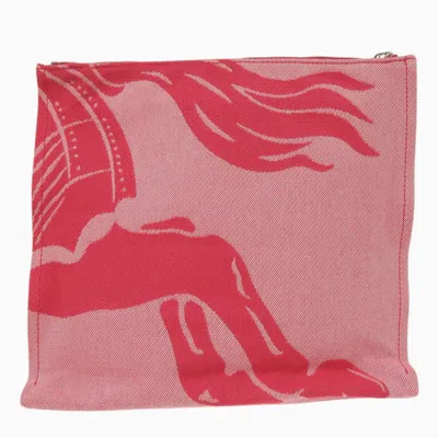 Pre-owned Burberry Red Color Canvas Clutch Bag Pouch ()