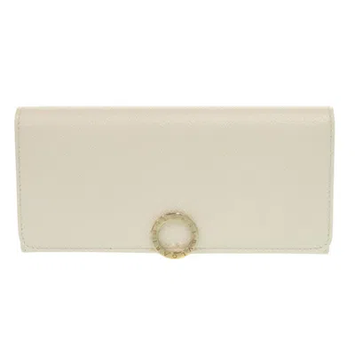 Pre-owned Bvlgari White Leather Long Wallet (tri-fold) ()