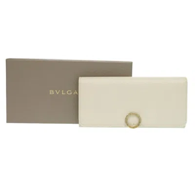 Pre-owned Bvlgari White Leather Long Wallet (tri-fold) ()
