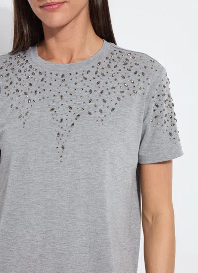 Lyssé Lysse Malva Rhinestone Embellished Short Sleeve Shirt In Gray