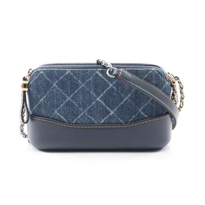 Pre-owned Chanel Gabriel Navy Denim Leather Shoulder Bag () In Blue
