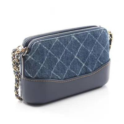 Pre-owned Chanel Gabriel Navy Denim Leather Shoulder Bag () In Blue