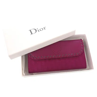 Pre-owned Dior Christian  Purple Nylon Canvas Leather Long Wallet (tri-fold) ()