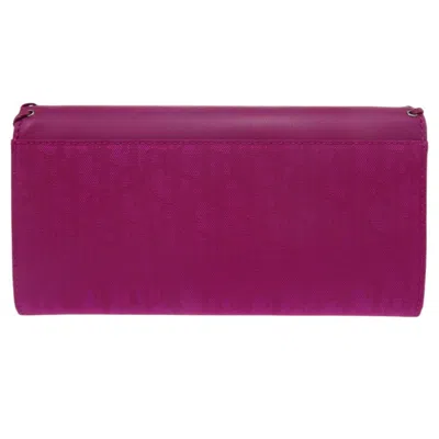 Pre-owned Dior Christian  Purple Nylon Canvas Leather Long Wallet (tri-fold) ()