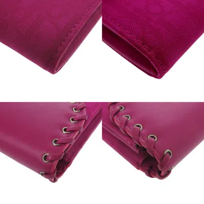 Pre-owned Dior Christian  Purple Nylon Canvas Leather Long Wallet (tri-fold) ()