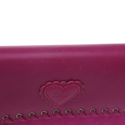Pre-owned Dior Christian  Purple Nylon Canvas Leather Long Wallet (tri-fold) ()