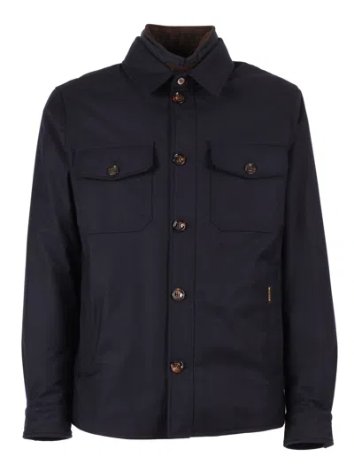 Moorer Wool Blend Jacket Flap Pockets In Black