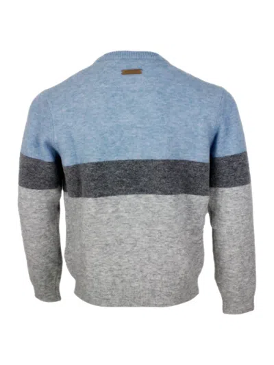 Jacob Cohen Color Block Crew Neck Sweater In Gray