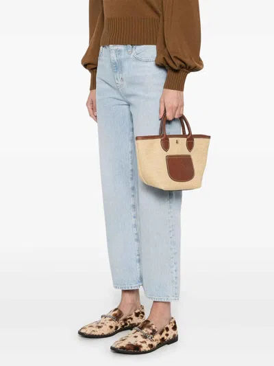 Longchamp Tote Bag With Contrast Trim And Gold Hardware In Brown