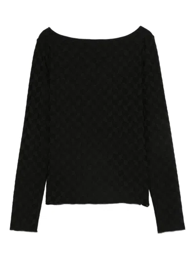 Emporio Armani Women's Jacquard Jersey Sweater With Geometric Pattern In Black
