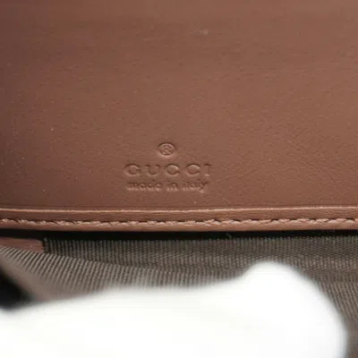 Pre-owned Gucci Beige Brown Canvas Leather Long Wallet (bi-fold) () In Multi