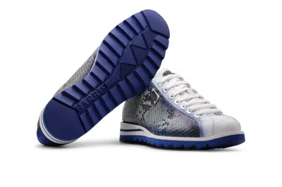 Harris Shoes 1913 Sneaker In Pelle Di Pitone Ed Effetto Coccodrillo In Blue