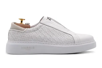 Harris Shoes 1913 Sneakers Slipon In Pelle Intrecciata In White