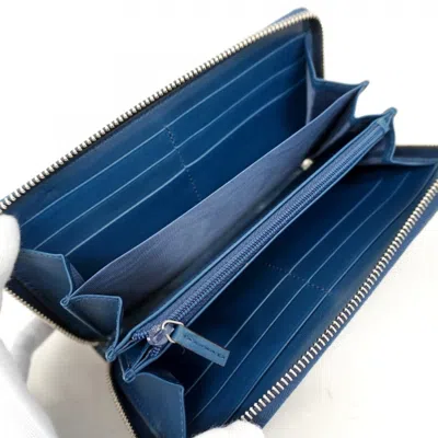 Pre-owned Gucci Navy Leather Long Wallet (bi-fold) () In Blue