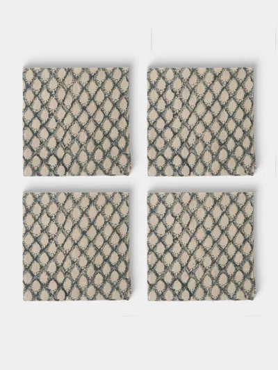 Chamois Cypress Block-printed Linen Napkins (set Of 4) In Multi