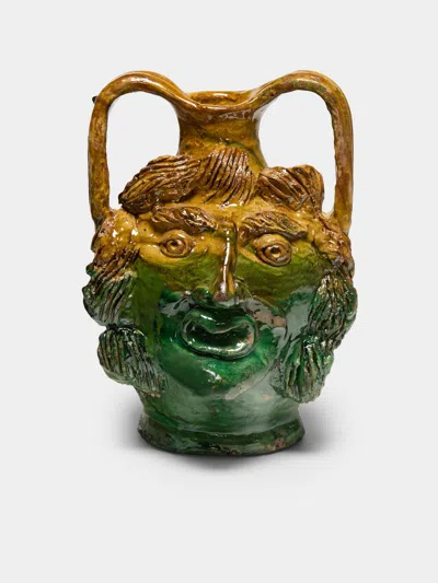 Antique And Vintage 1990s Condurso Face Ceramic Vessel In Multi