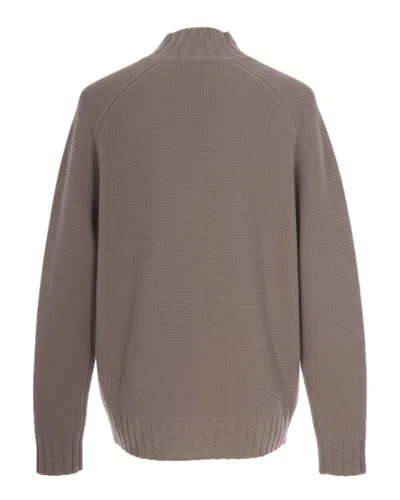 Alpha Studio Maglia A Collo Alto Greige In Brown