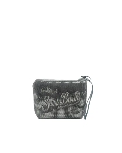 Mc2 Saint Barth Pochette Aline Velvet Paillettes Grigio In Silver