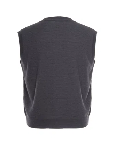 Alpha Studio Maglia Smanicata Con Paillettes Grigia In Gray