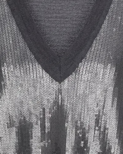 Alpha Studio Maglia Smanicata Con Paillettes Grigia In Gray