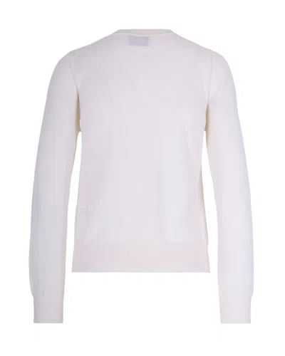 Alpha Studio Cardigan In Lana Merino Latte In White