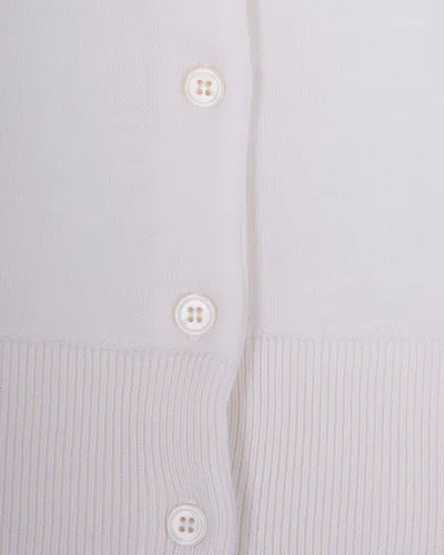 Alpha Studio Cardigan In Lana Merino Latte In White