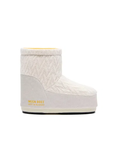 Moon Boot Stivali Da Neve In Maglia White Sand In Multi